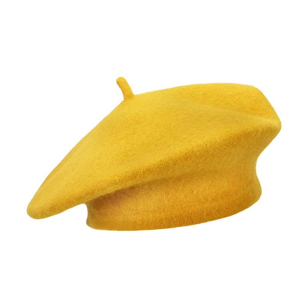 8651 Beret Hat Artist French Style Warm Thick 90% Wool Solid Color For Women